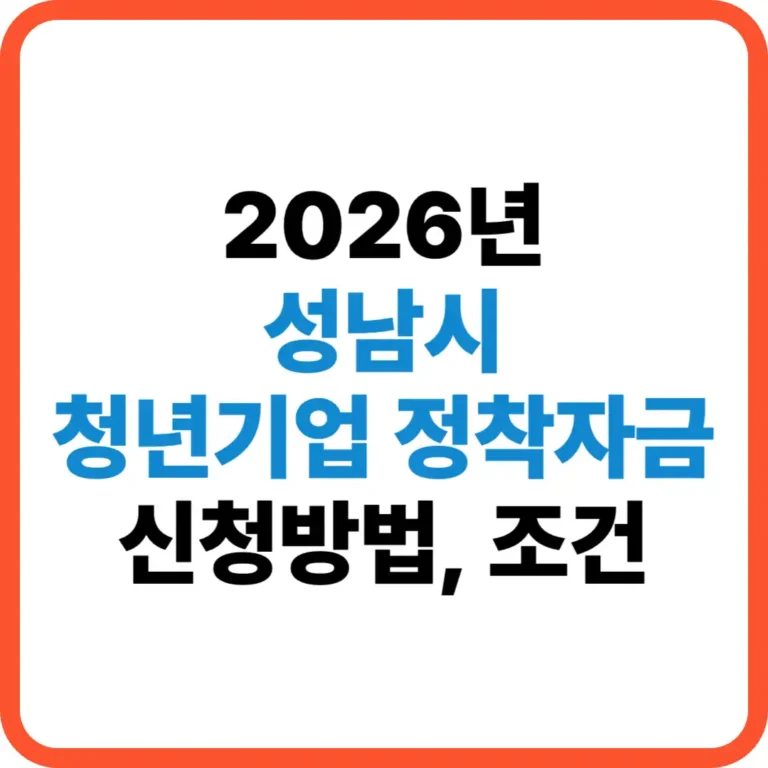 성남시 청년기업 정착자금