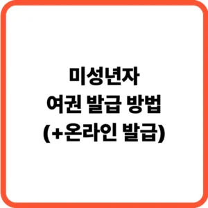 미성년자 여권 발급 방법