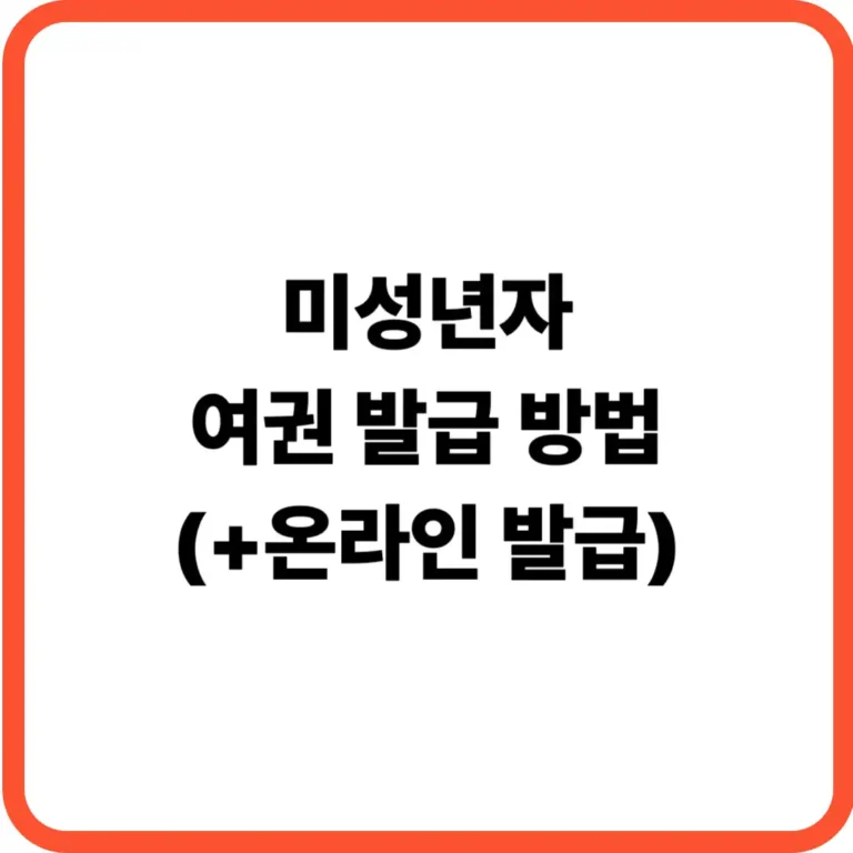 미성년자 여권 발급 방법