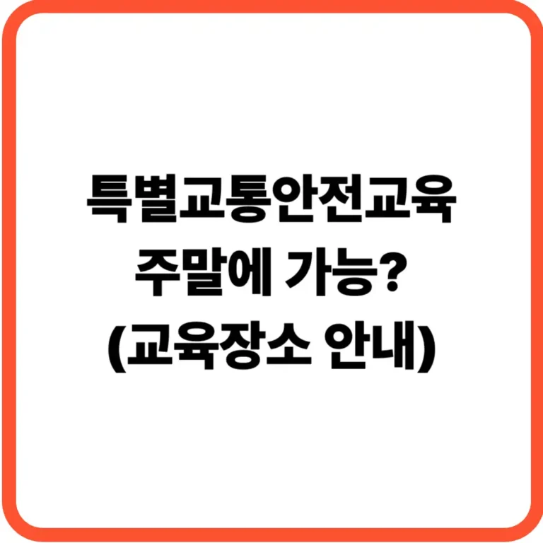 특별교통안전교육 주말 장소